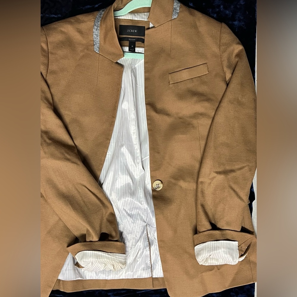 J. Crew Brown Blazer with Pinstripe Lining